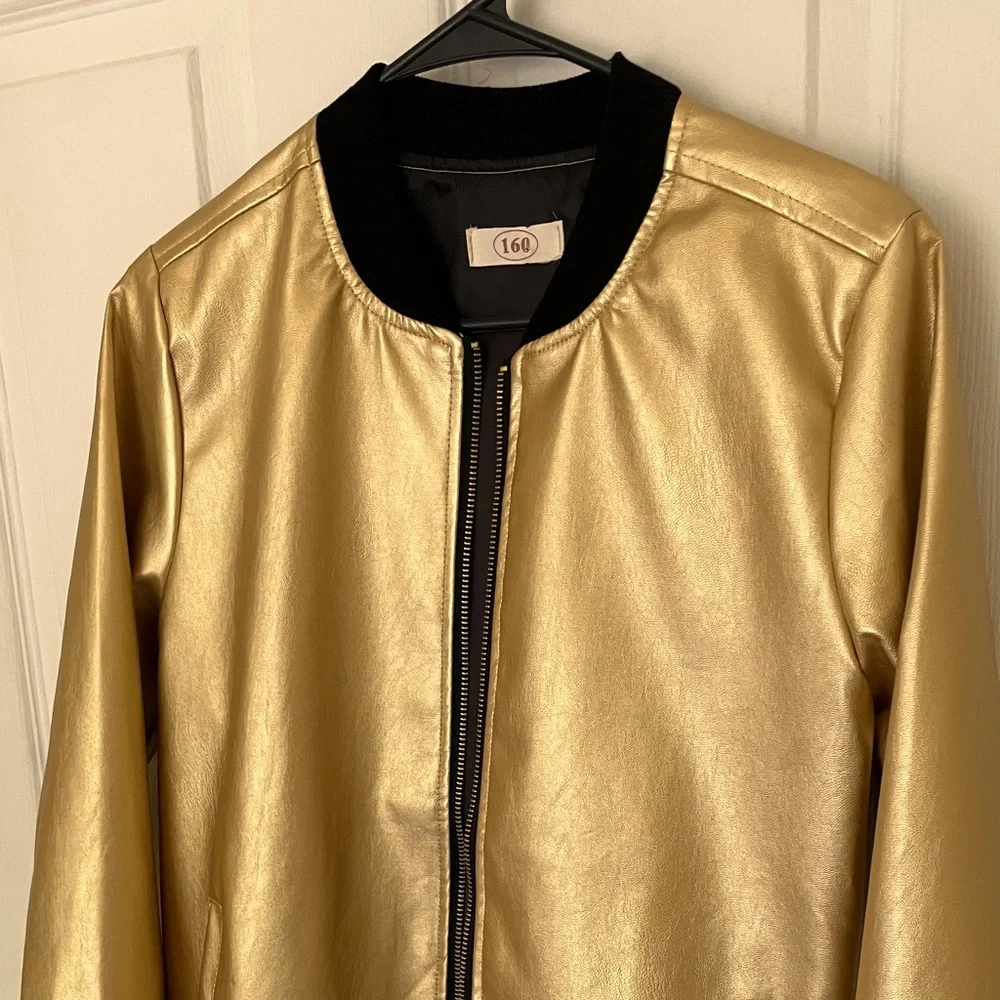 Unisex Boys Girls Golden Bomber Jacket Size Small